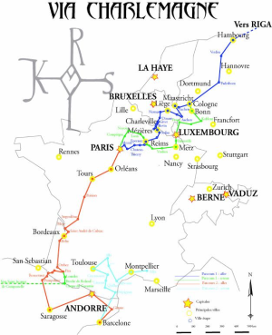 Itinéraire suggeré pour la route de Charlemagne 